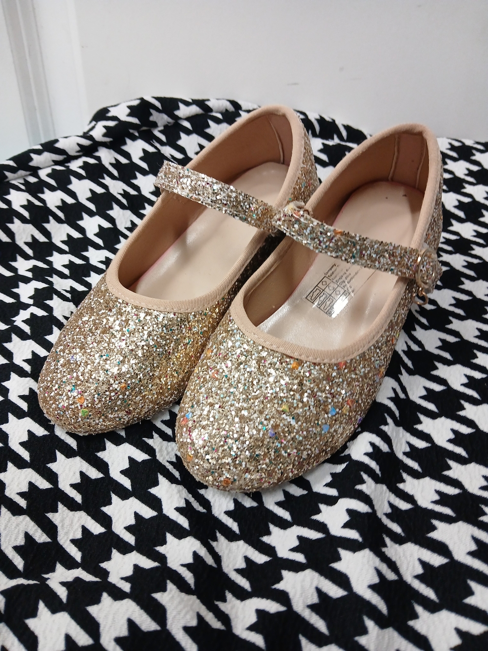 Kids Sparkle Gold Mary Jane Shoes